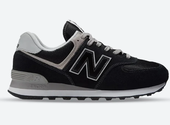 Men's New Balance ML574 Wide Fit Black & Grey Sneakers
