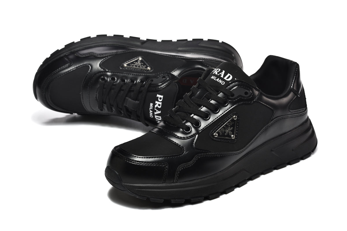 Prada Triangle Logo Low-Top Sneakers - All Black