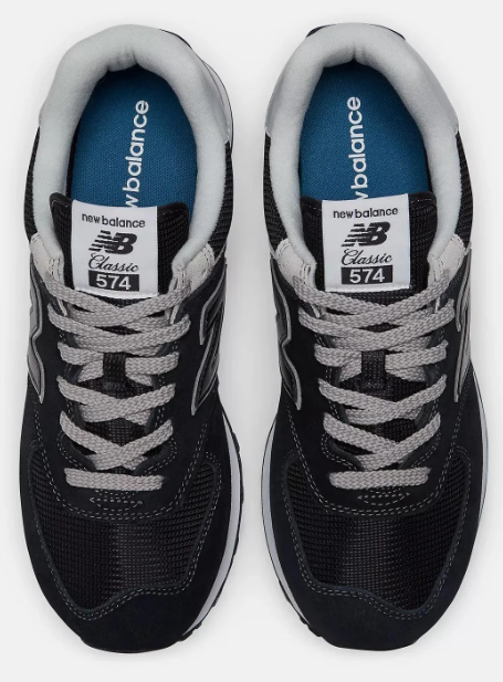 Men's New Balance ML574 Wide Fit Black & Grey Sneakers