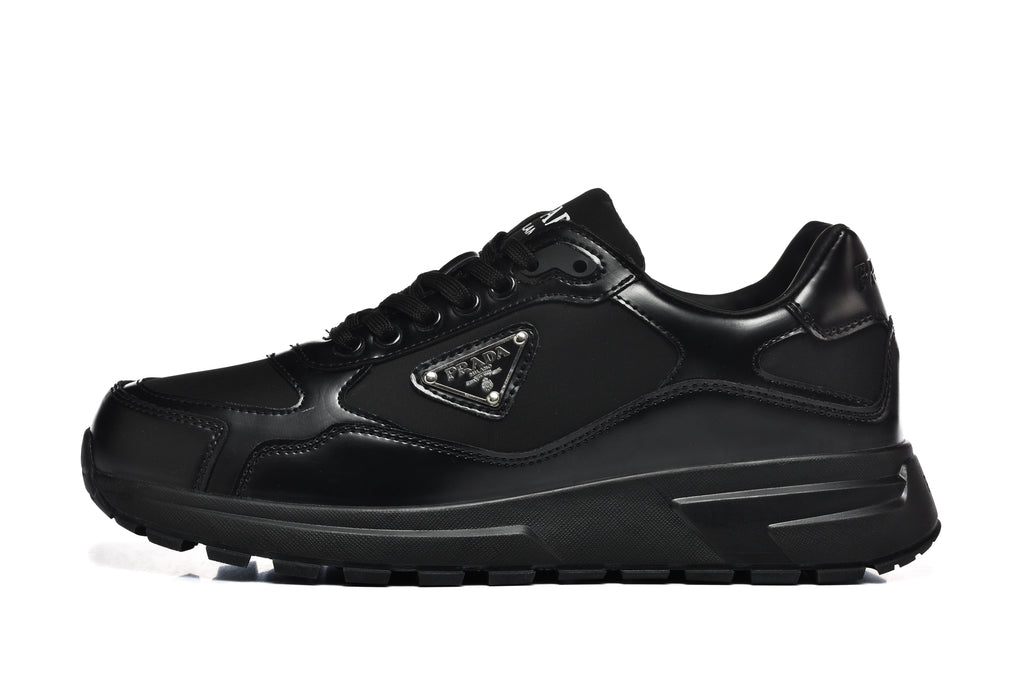 Prada Triangle Logo Low-Top Sneakers - All Black