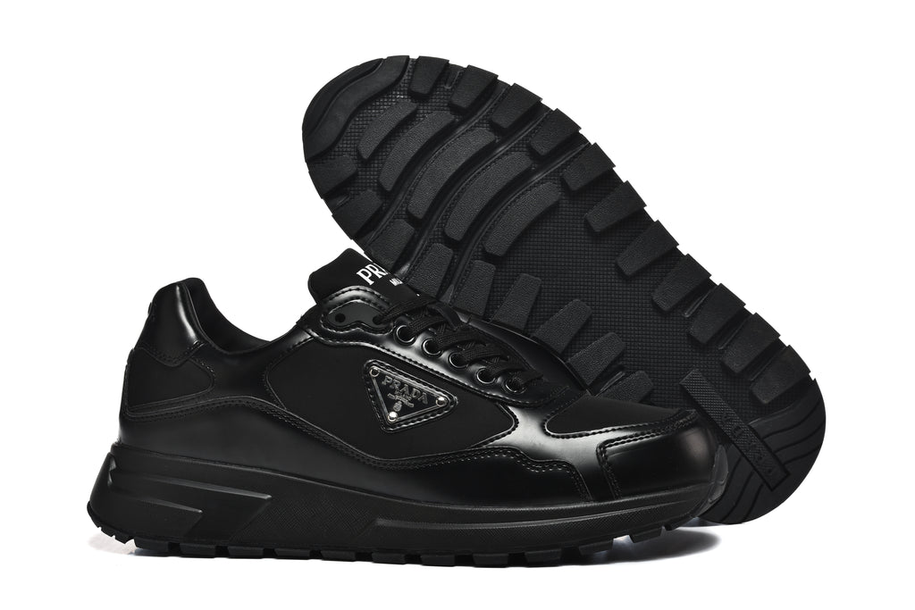 Prada Triangle Logo Low-Top Sneakers - All Black