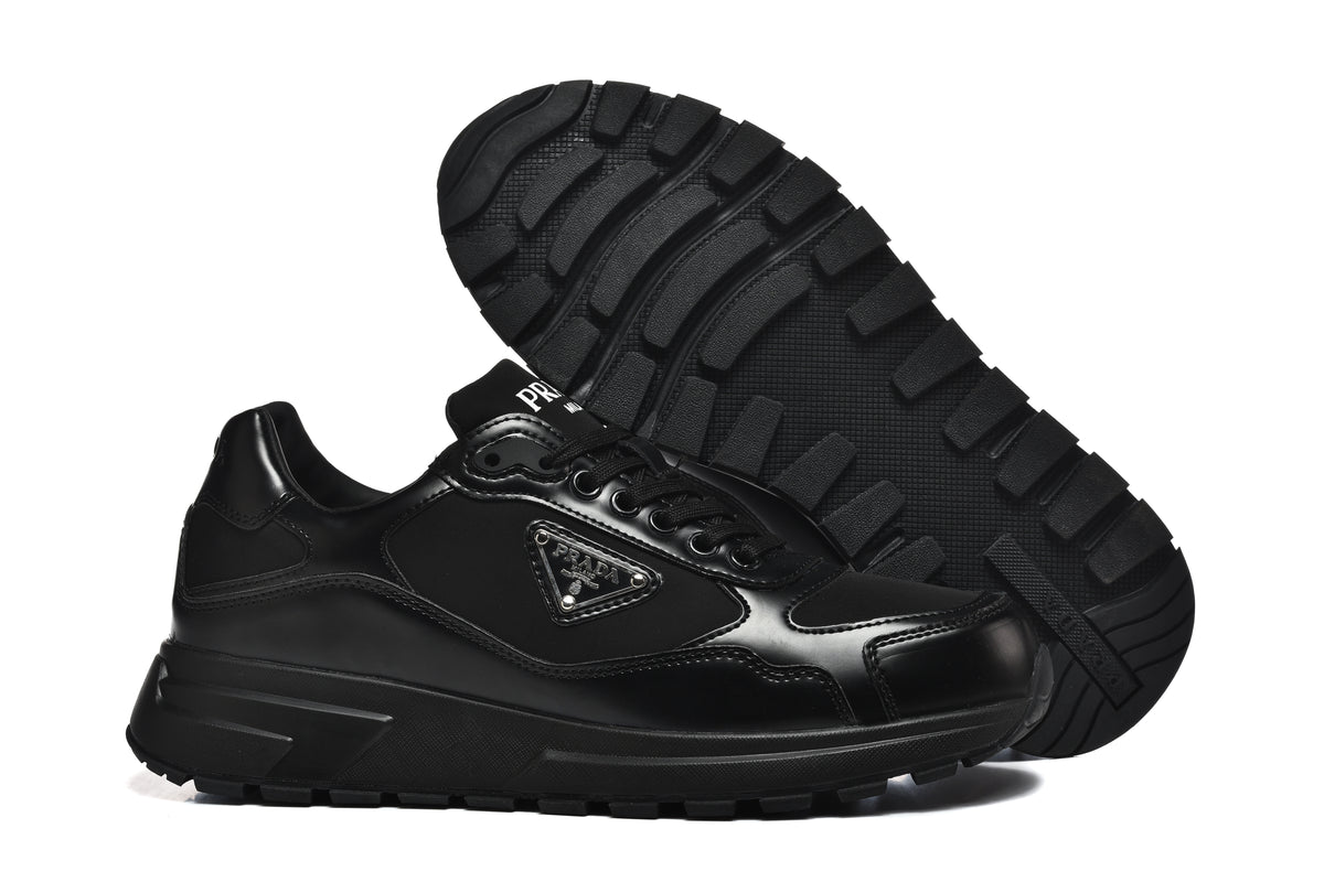 Prada Triangle Logo Low-Top Sneakers - All Black