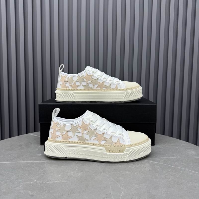 AMIRI Star Detail Low-Top Sneakers – White & Beige