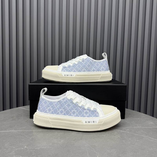 AMIRI Patterned Low-Top Sneakers – Light Blue & White