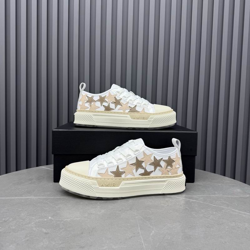AMIRI Star Detail Low-Top Sneakers – White & Gold-Tone