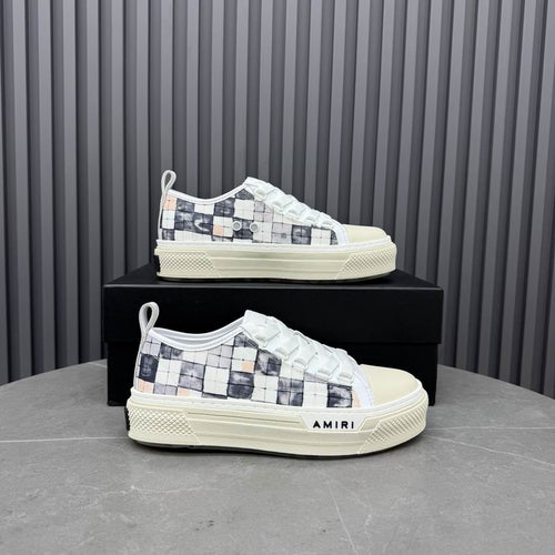 AMIRI Checkerboard Low-Top Sneakers – Black & White