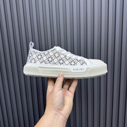 AMIRI Patterned Low-Top Sneakers – White & Black
