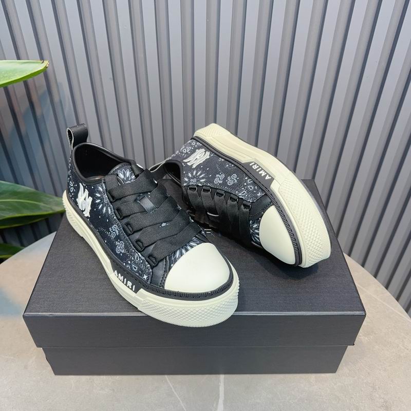 AMIRI Bandana Print Low-Top Sneakers – Black & Cream