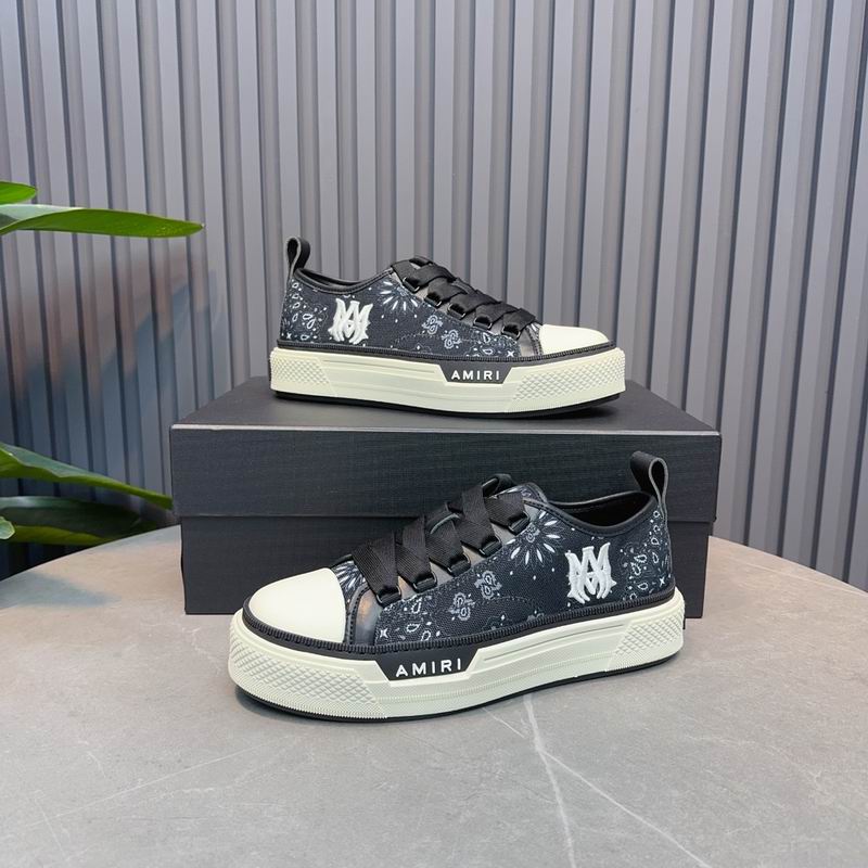 AMIRI Bandana Print Low-Top Sneakers – Black & Cream