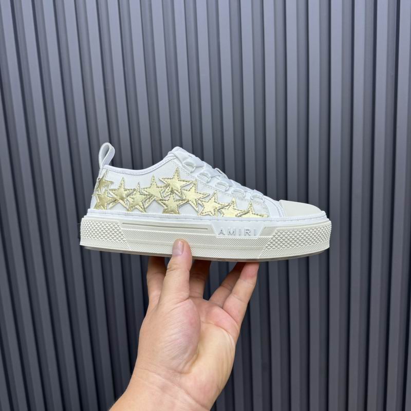 AMIRI Star Detail Low-Top Sneakers – White & Gold