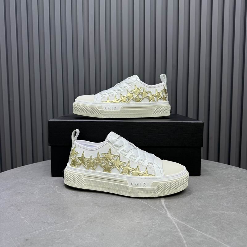 AMIRI Star Detail Low-Top Sneakers – White & Gold