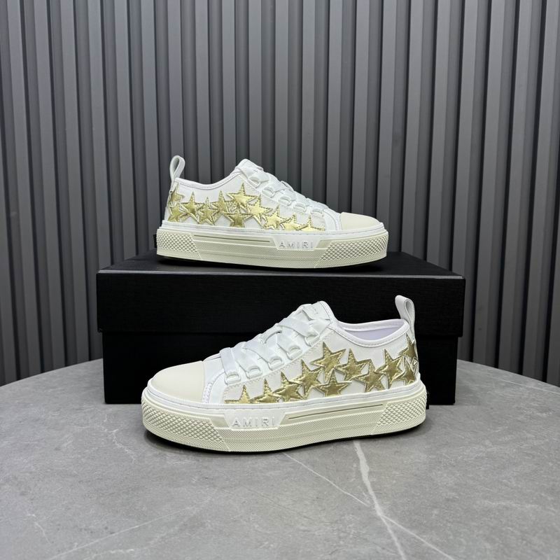 AMIRI Star Detail Low-Top Sneakers – White & Gold