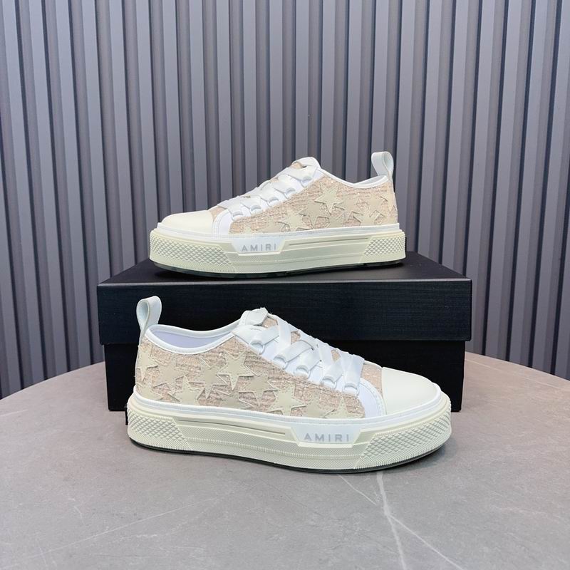 AMIRI Tonal Star Low-Top Sneakers – Beige & White