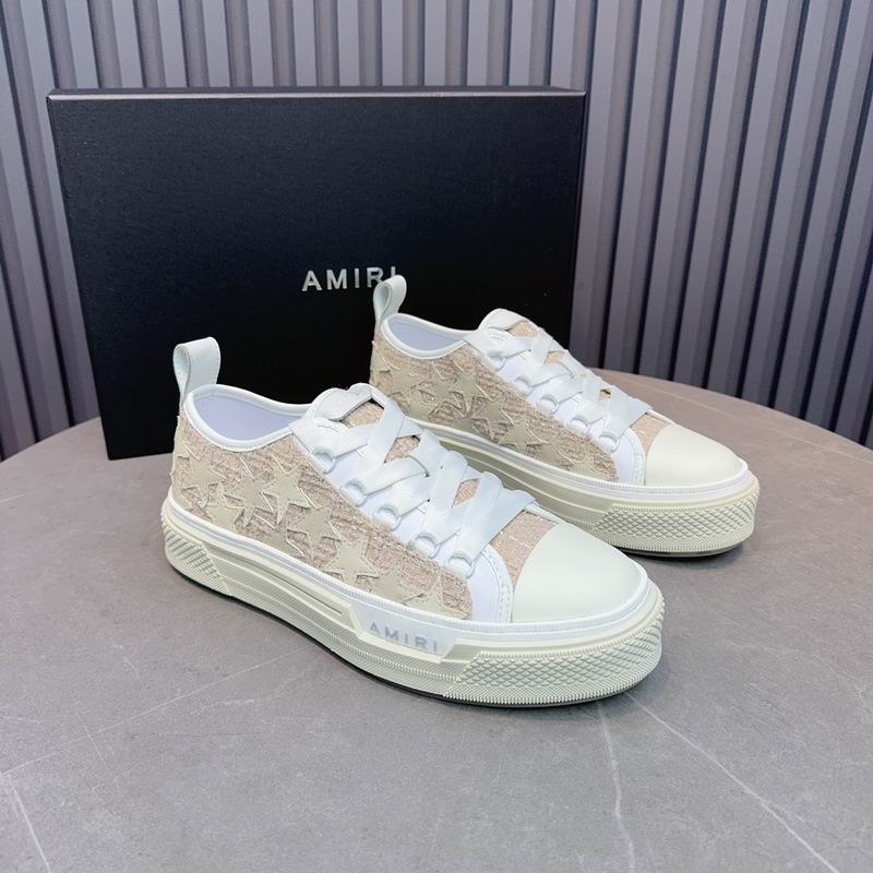 AMIRI Tonal Star Low-Top Sneakers – Beige & White