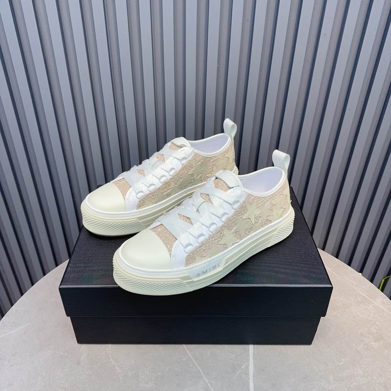 AMIRI Tonal Star Low-Top Sneakers – Beige & White