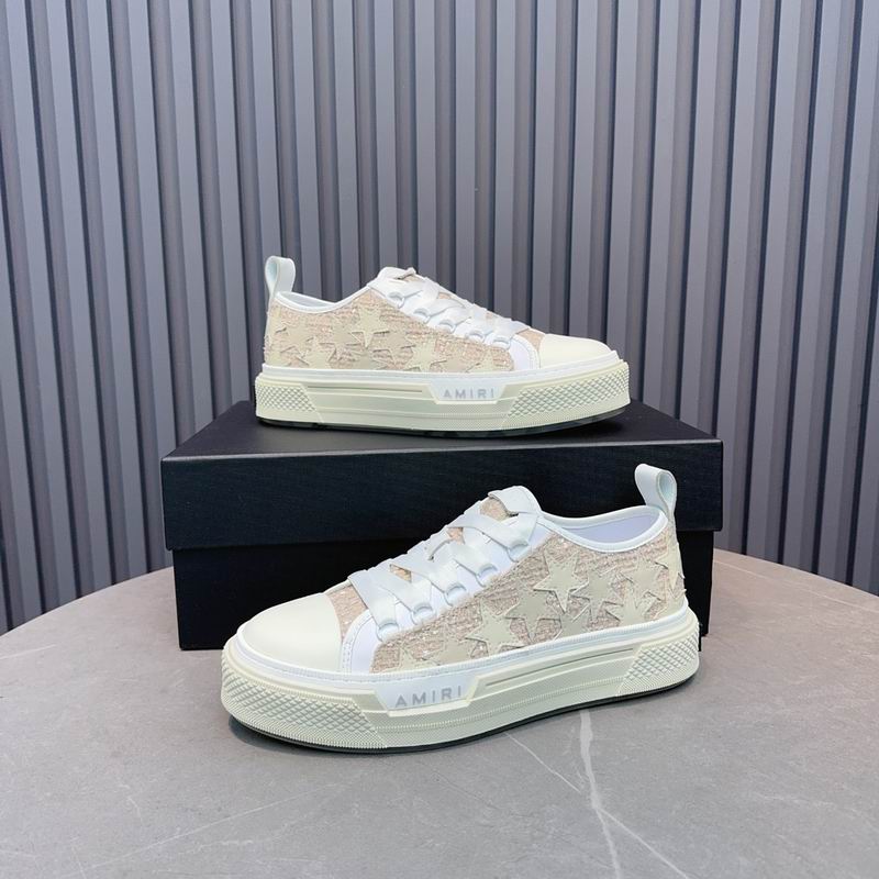 AMIRI Tonal Star Low-Top Sneakers – Beige & White