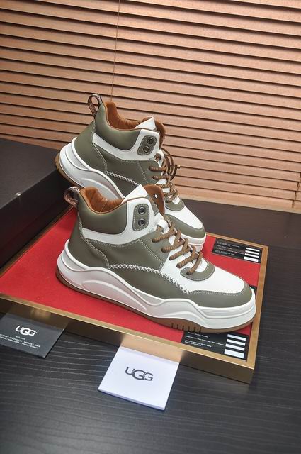 UGG High-Top Lace-Up Sneakers - Olive & White