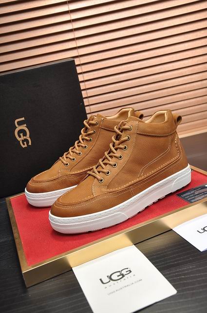 UGG High-Top Lace-Up Sneakers - Tan & White