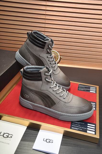 UGG High-Top Lace-Up Sneakers - Gray Stitched Panels
