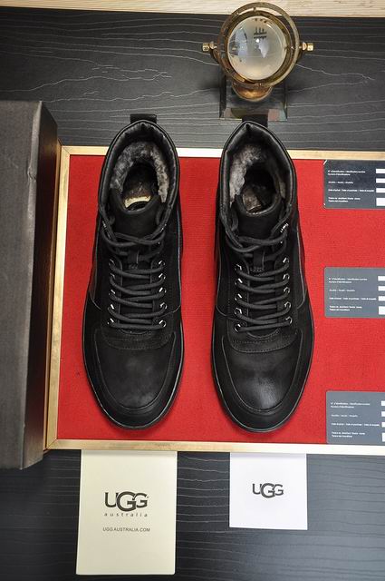 UGG High-Top Lace-Up Sneakers - Black Stitched Panels