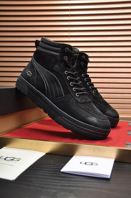UGG High-Top Lace-Up Sneakers - Black Stitched Panels