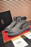 UGG High-Top Lace-Up Sneakers - Gray Stitched Panels