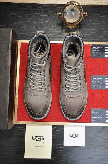 UGG High-Top Lace-Up Sneakers - Gray Stitched Panels
