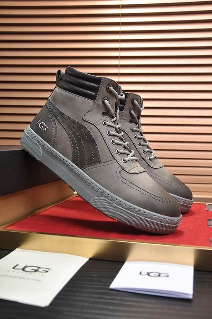UGG High-Top Lace-Up Sneakers - Gray Stitched Panels