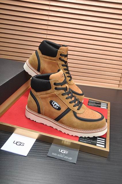 UGG High-Top Lace-Up Sneakers - Tan & Cream