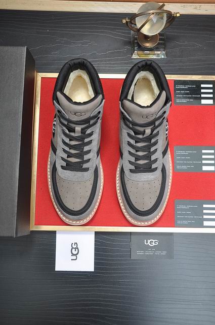 UGG High-Top Lace-Up Sneakers - Gray & Cream