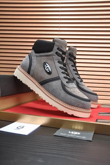 UGG High-Top Lace-Up Sneakers - Gray & Cream
