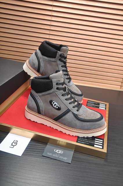 UGG High-Top Lace-Up Sneakers - Gray & Cream