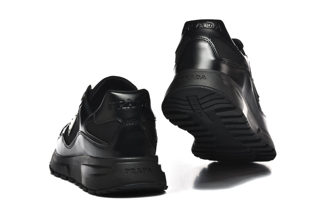 Prada Triangle Logo Low-Top Sneakers - All Black