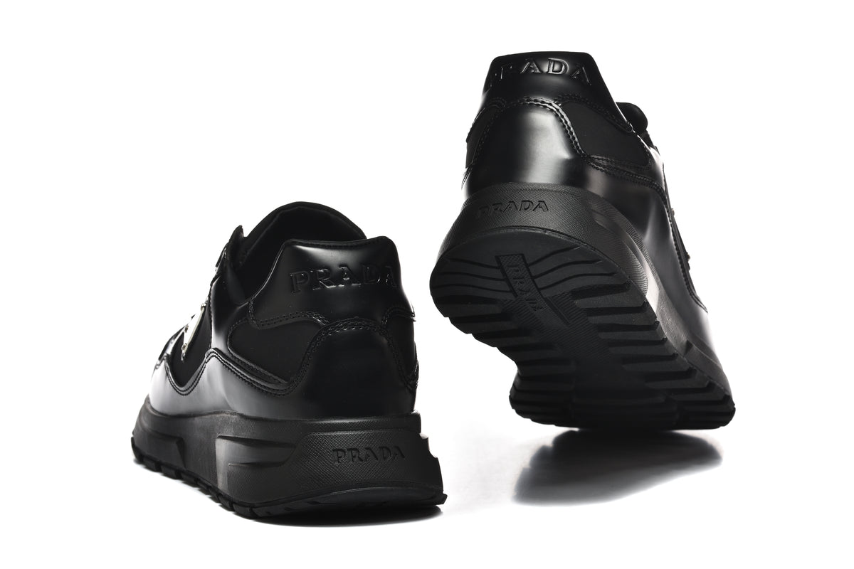 Prada Triangle Logo Low-Top Sneakers - All Black