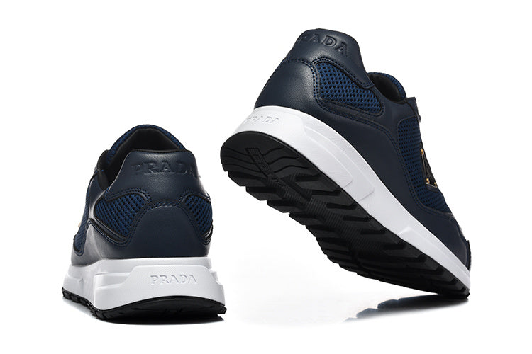 Prada Triangle Logo Mesh Low-Top Sneakers - Navy
